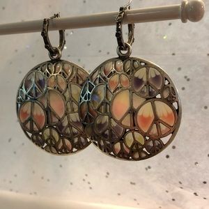 Lucky Brand peace sign dangling earrings